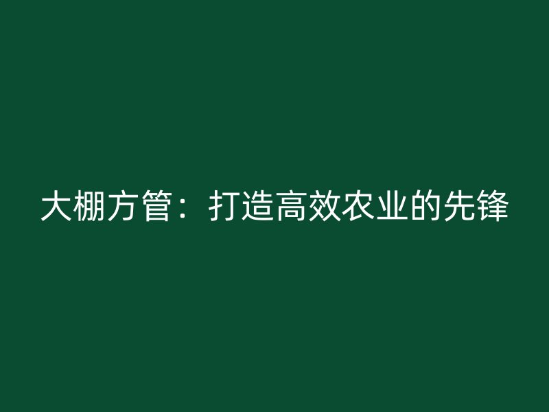 大棚方管：打造高效農業的先鋒