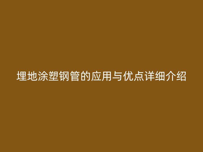 埋地涂塑鋼管的應用與優點詳細介紹